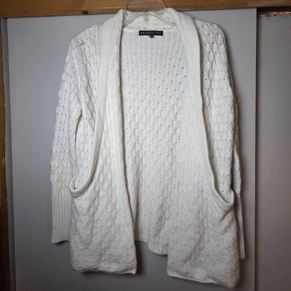 Brixon Ivy Womens Ivory Cable Knit Sweater Size S Fisherman Cozy Warm Winter